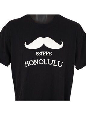 Honolulu T Shirt Mens Size Large Black 88 Tees Mustache Hawaii